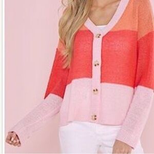 Mud Pie Barker Button Down Cardigan Sz M/L Women Multi Colored